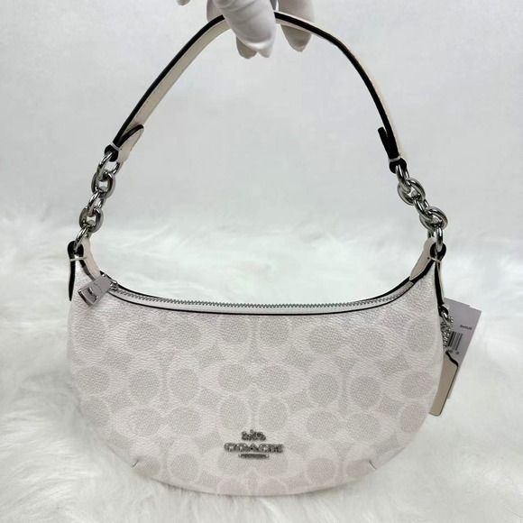 Coach Handbags - Coach Mini Payton Bag In Signature Canvas In Silver/Chalk CBA79 NWT